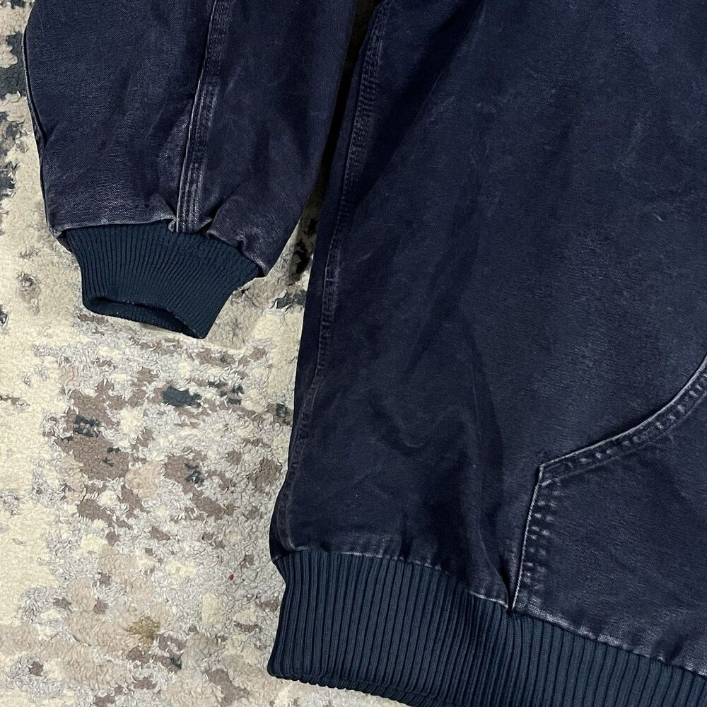 Vintage Carhartt Jacket Mens 3XL Tall Navy Hooded Canvas Lined Work J130 MDT - Picture 10 of 16